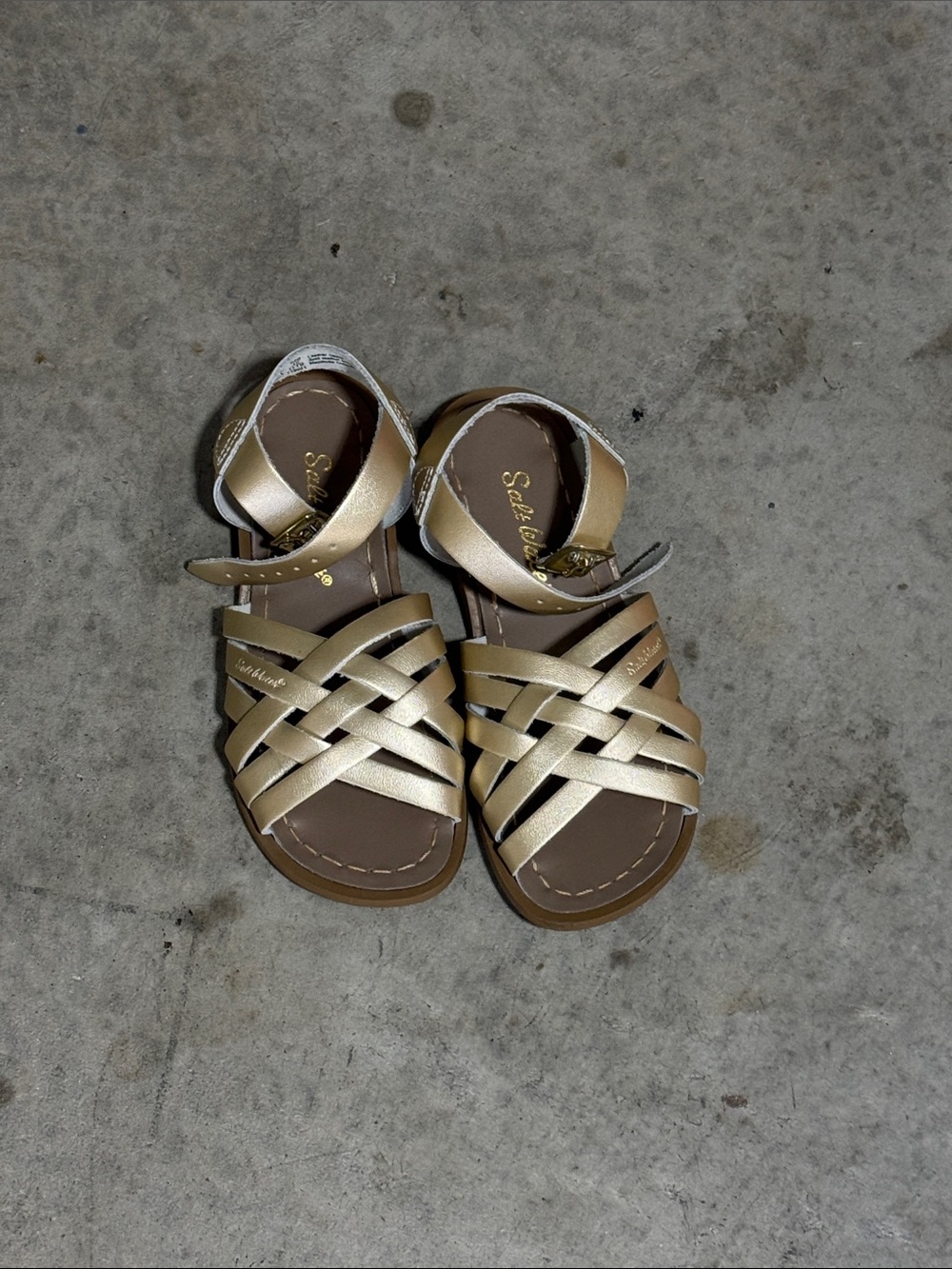 Salt Water Sandals by Hoy Girls Metallic Gold Woven Ankle-Strap Sandals